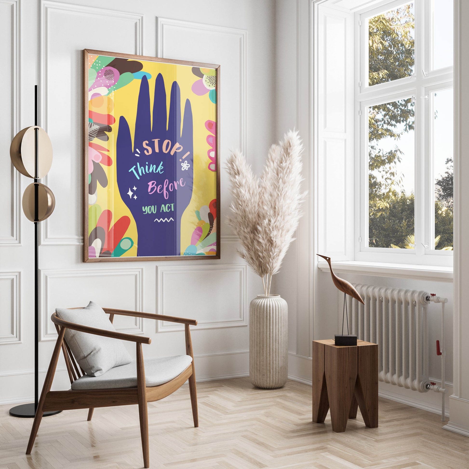 Premium Poster of Motivational Hand Drawing Stop Think Before You Act Posters