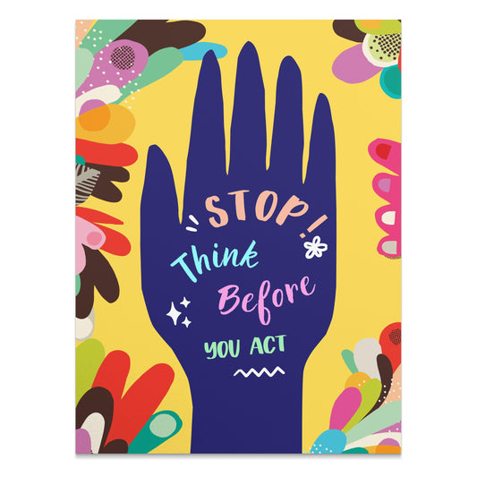 Premium Poster of Motivational Hand Drawing Stop Think Before You Act Posters