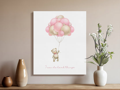 Premium Poster of Motivational Teddy Bear Nursery Canvas Wraps