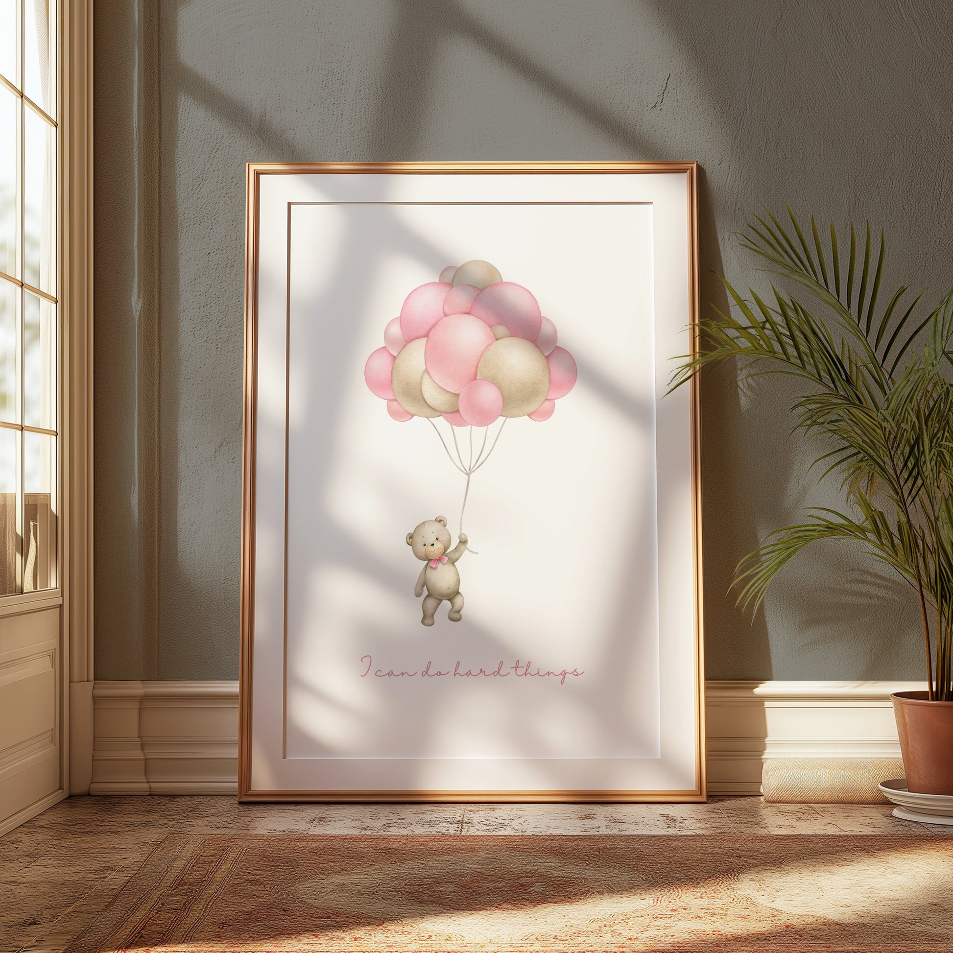 Premium Poster of Motivational Teddy Bear with Floating Balloons Posters