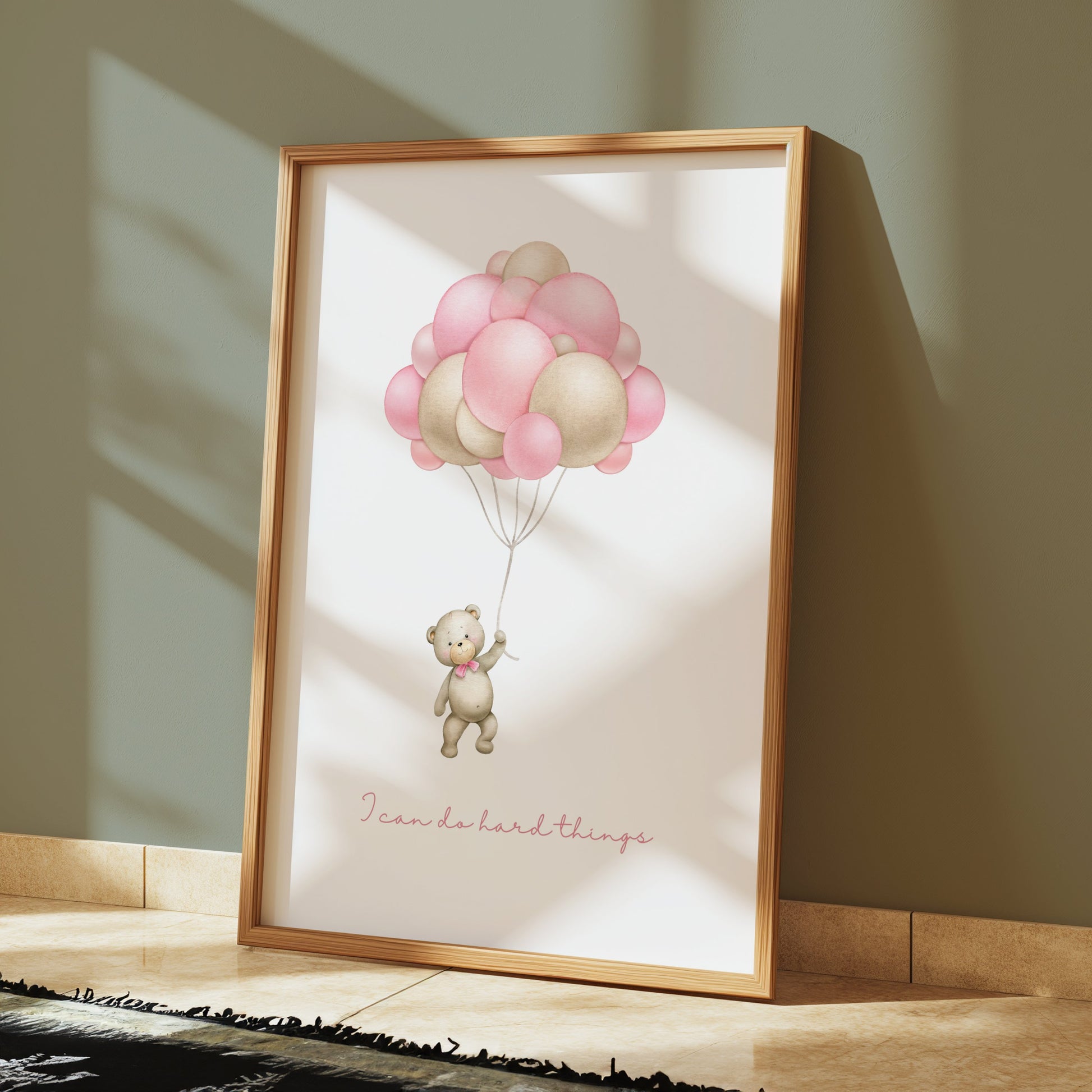 Premium Poster of Motivational Teddy Bear with Floating Balloons Posters