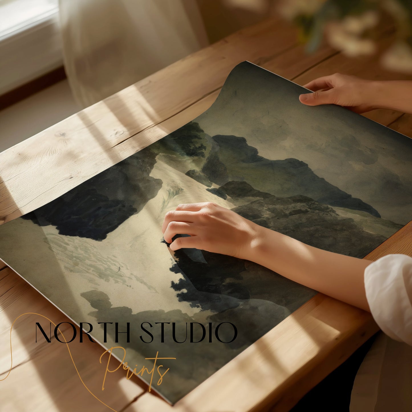 Premium Poster of Mountain River Landscape Painting Posters