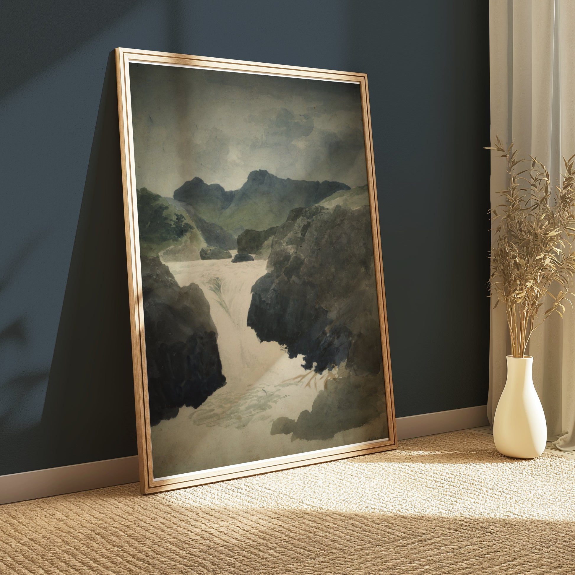 Premium Poster of Mountain River Landscape Painting Posters