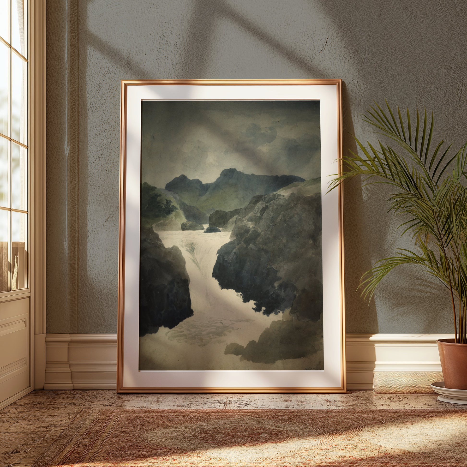 Premium Poster of Mountain River Landscape Painting Posters
