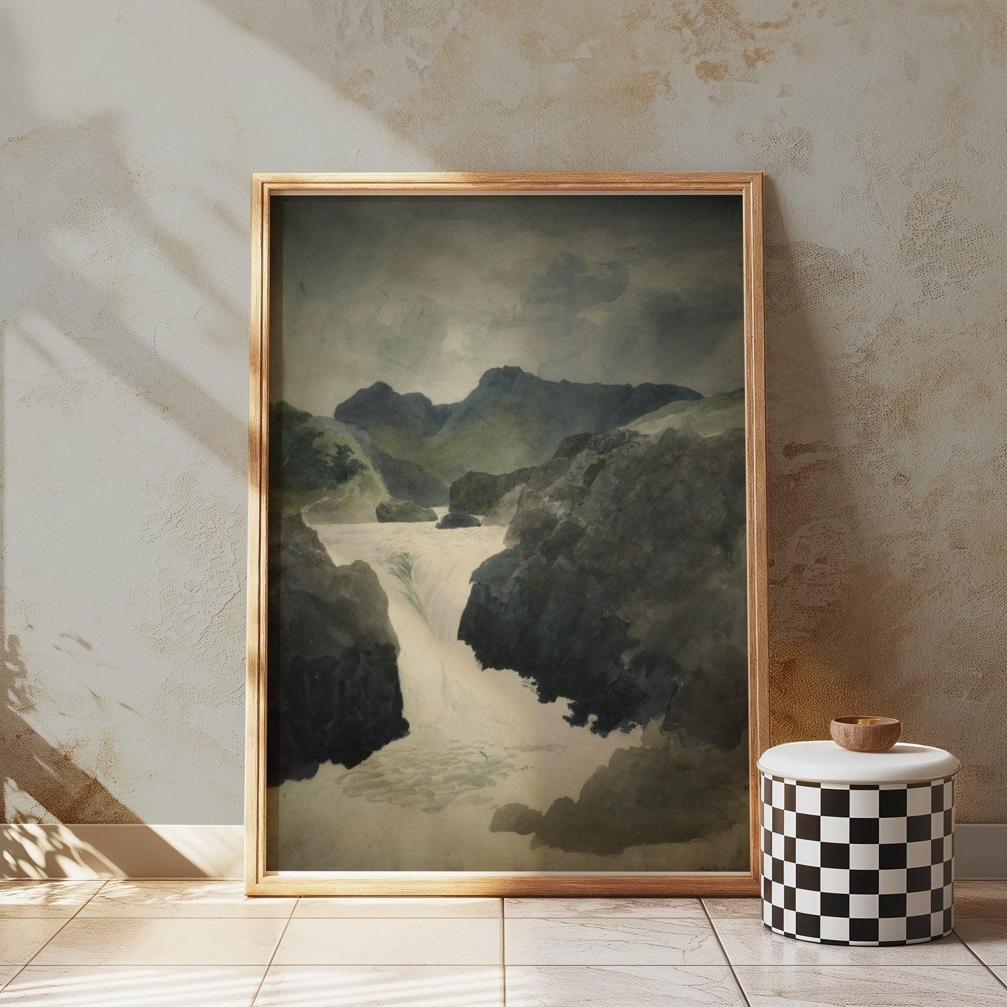Premium Poster of Mountain River Landscape Painting Posters