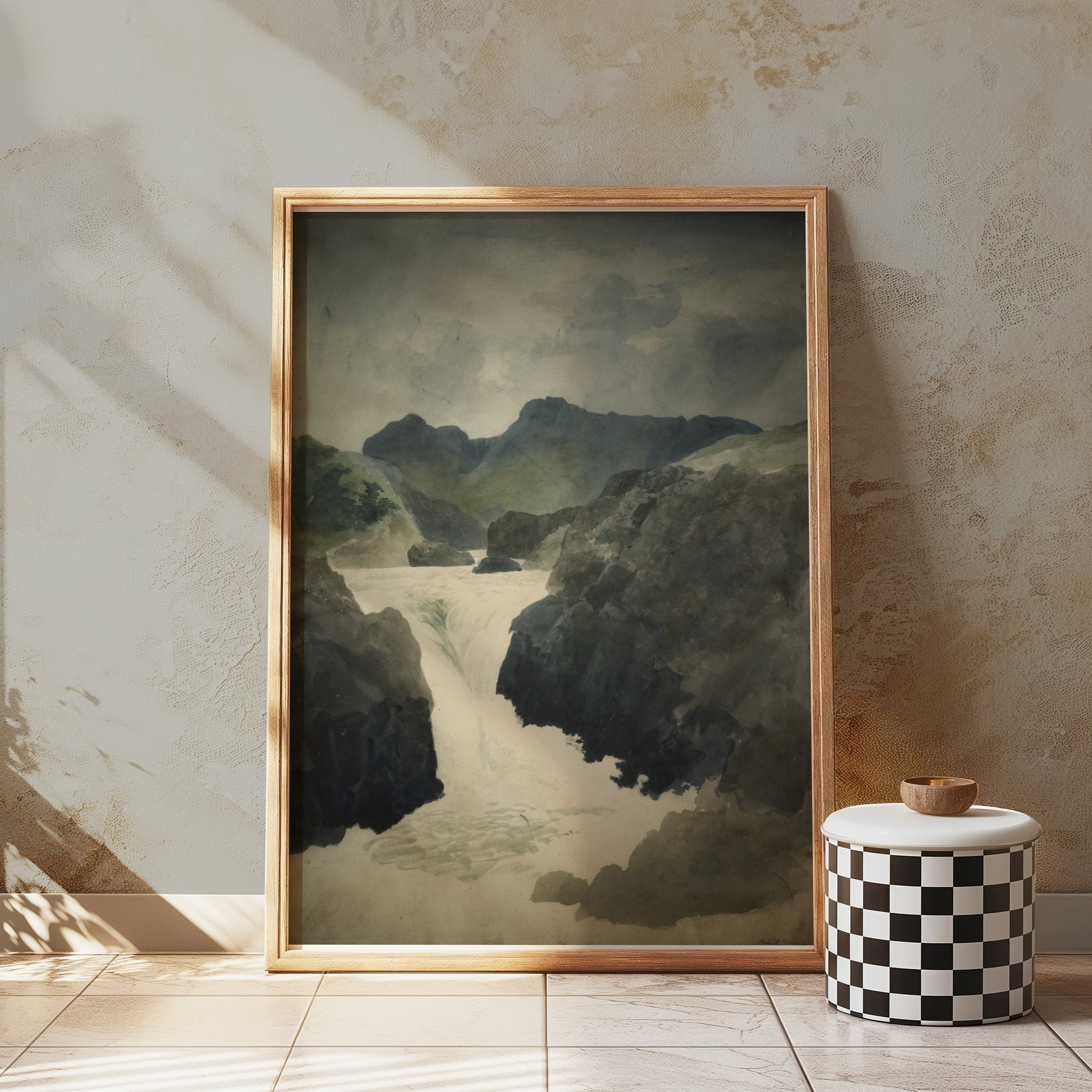 Premium Poster of Mountain River Landscape Painting Posters
