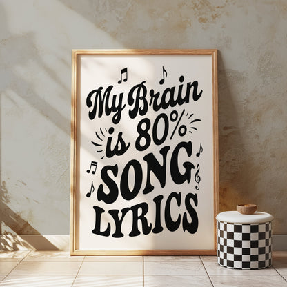 Premium Poster of My Brain is 80 Percent Song Lyrics Posters