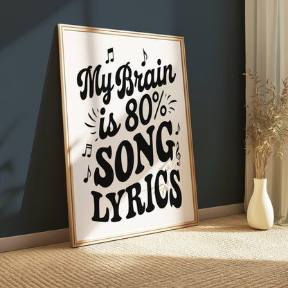 Premium Poster of My Brain is 80 Percent Song Lyrics Posters
