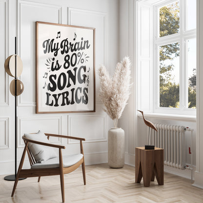 Premium Poster of My Brain is 80 Percent Song Lyrics Posters