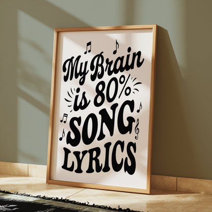Premium Poster of My Brain is 80 Percent Song Lyrics Posters