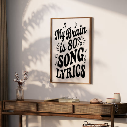Premium Poster of My Brain is 80 Percent Song Lyrics Posters