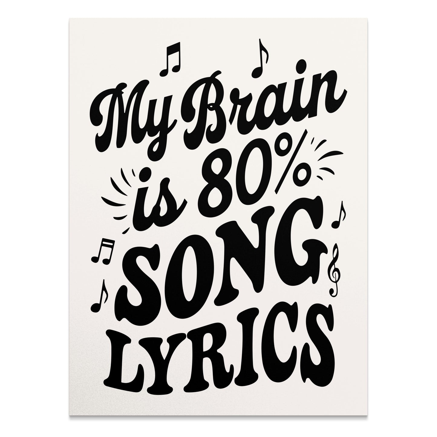 Premium Poster of My Brain is 80 Percent Song Lyrics Posters
