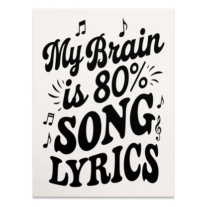 Premium Poster of My Brain is 80 Percent Song Lyrics Posters