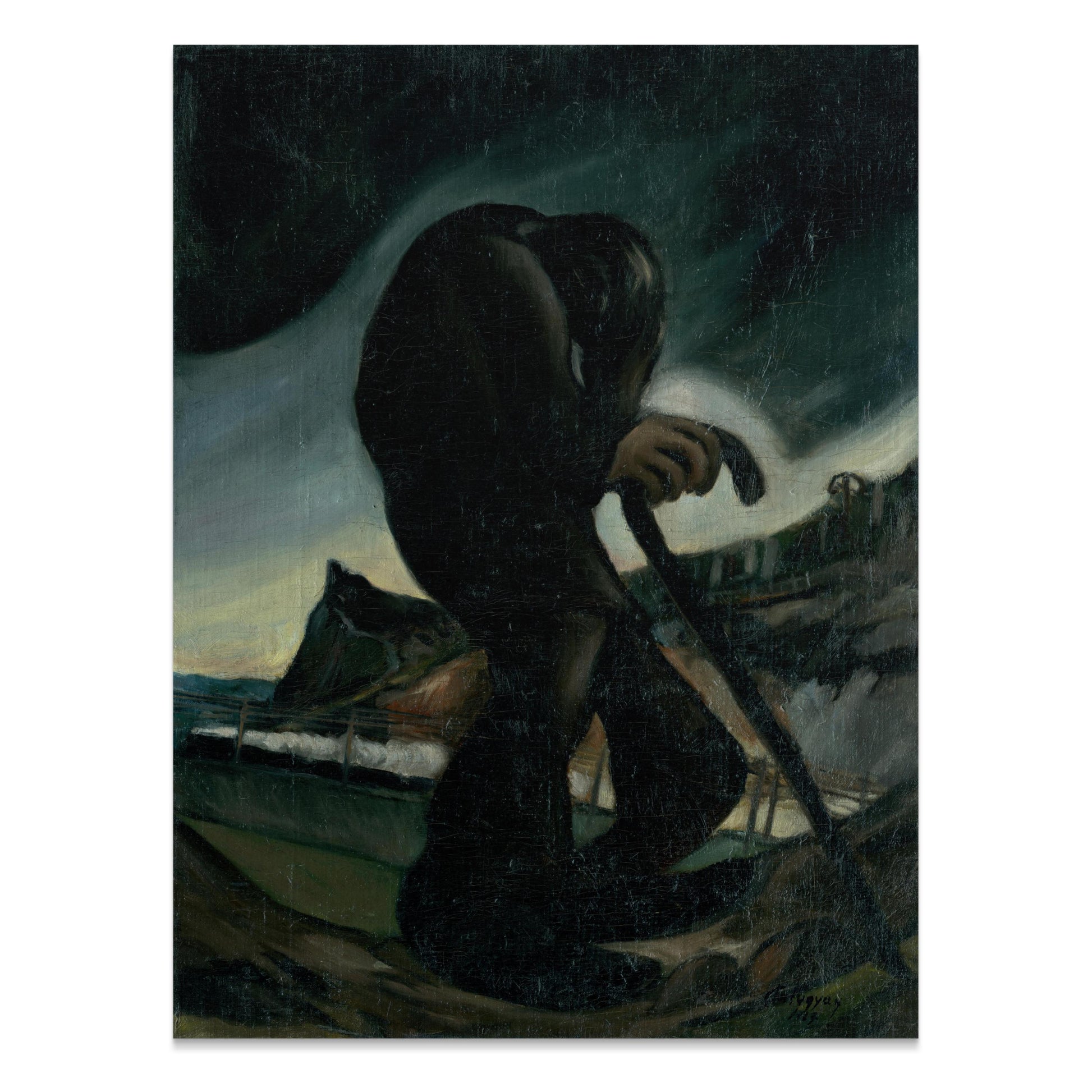 Premium Poster of Mysterious Figure in Dark Landscape Artwork Posters