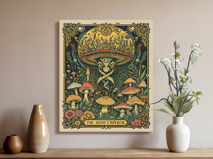 Premium Poster of Mystical Botanical Art Featuring Mushrooms on Canvas Wraps