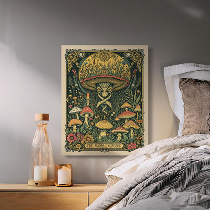 Premium Poster of Mystical Botanical Art Featuring Mushrooms on Canvas Wraps