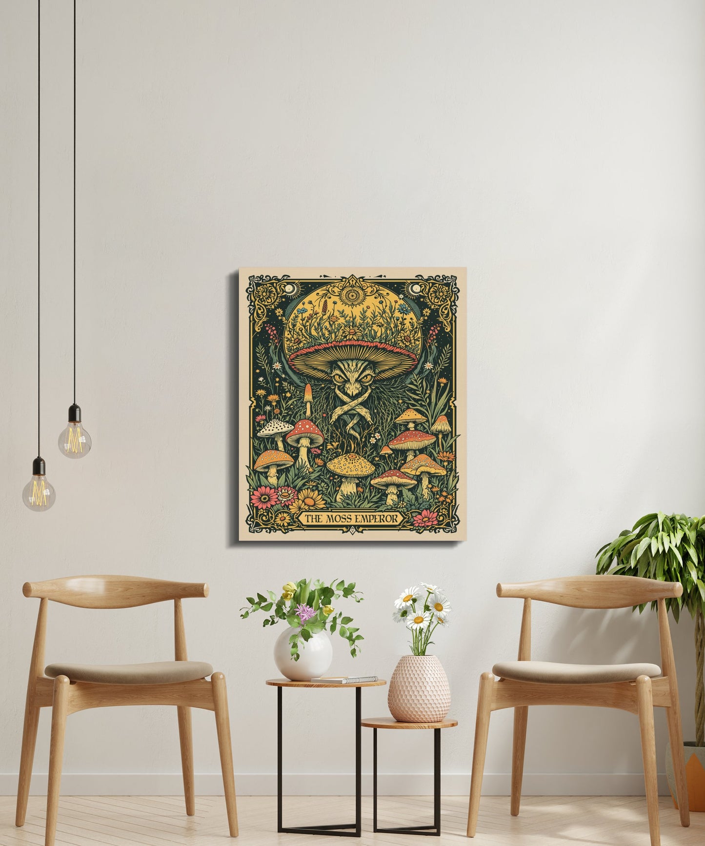 Premium Poster of Mystical Botanical Art Featuring Mushrooms on Canvas Wraps
