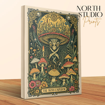 Premium Poster of Mystical Botanical Art Featuring Mushrooms on Canvas Wraps