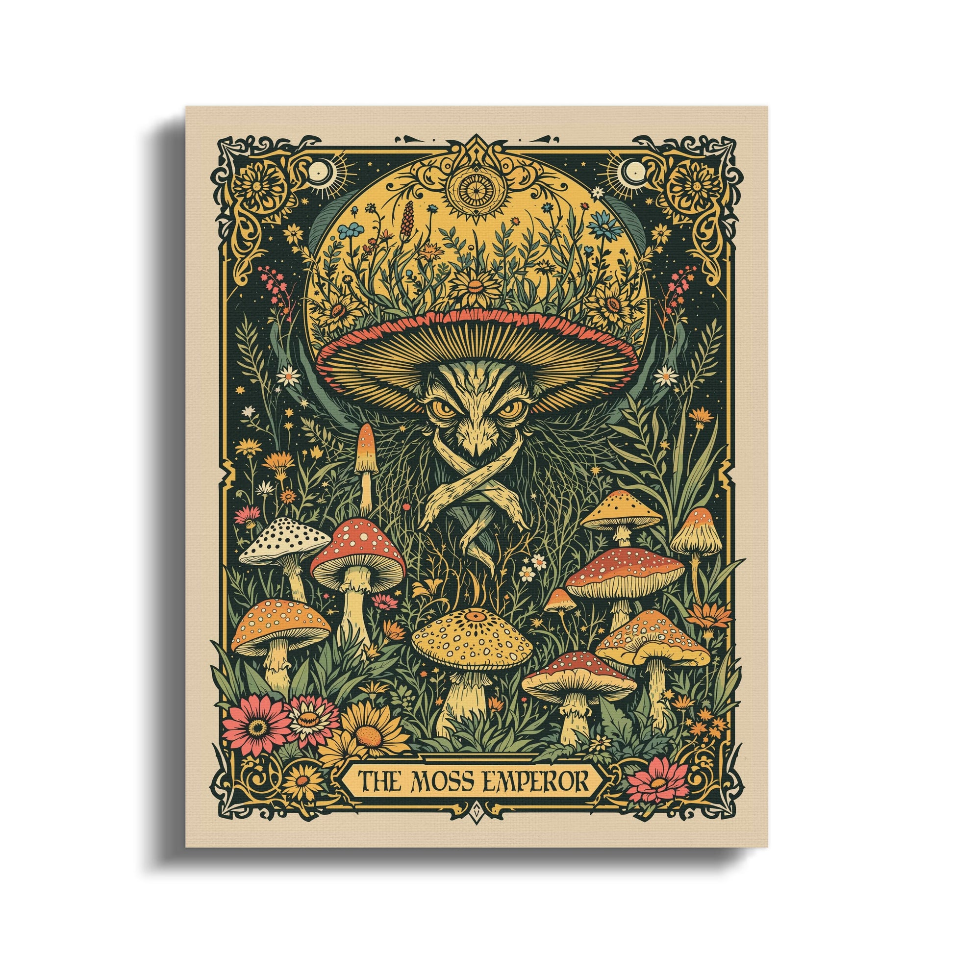 Premium Poster of Mystical Botanical Art Featuring Mushrooms on Canvas Wraps