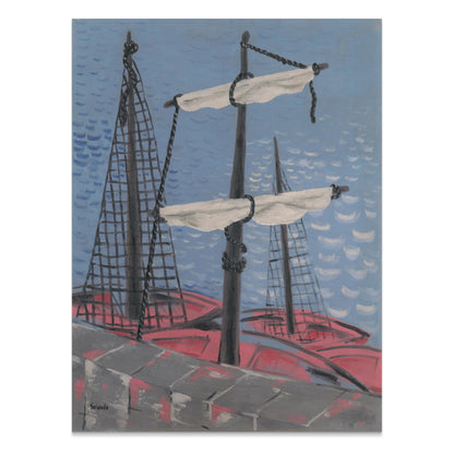 Premium Poster of Nautical Ship Mast Painting with Red Sails Posters
