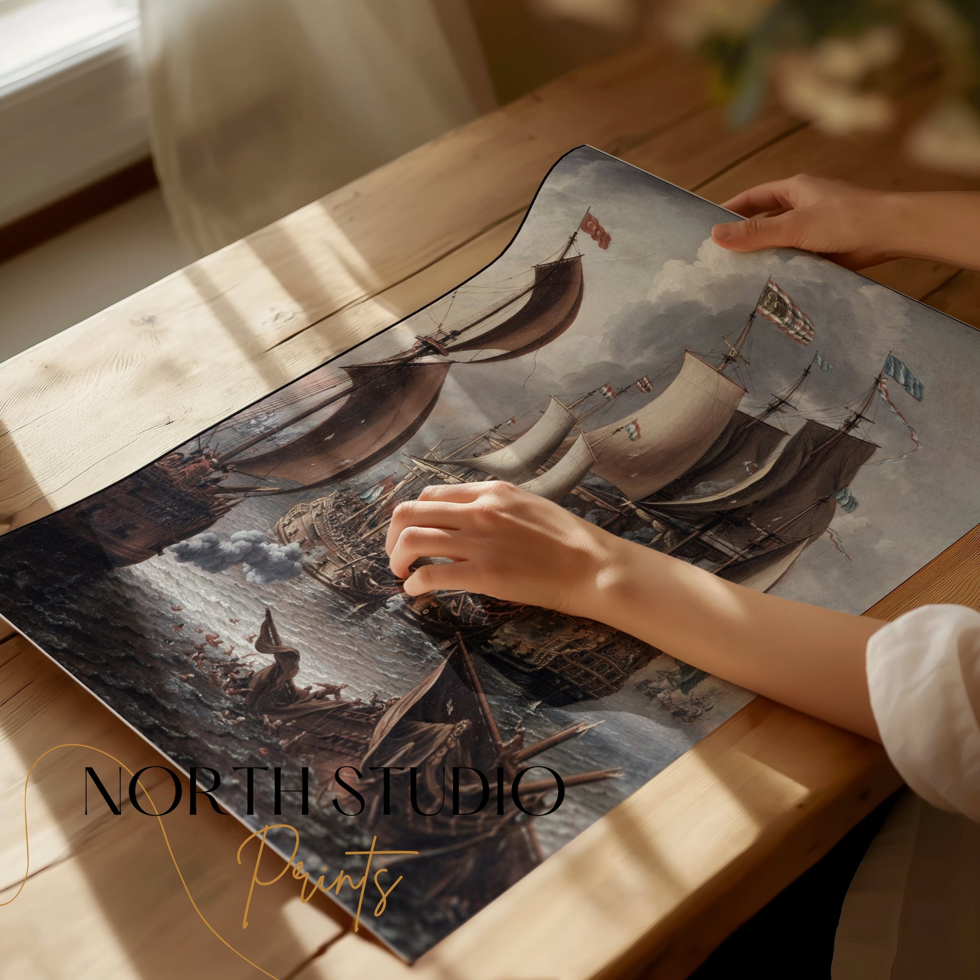 Premium Poster of Naval Battle Artwork Reproduction Collection Posters