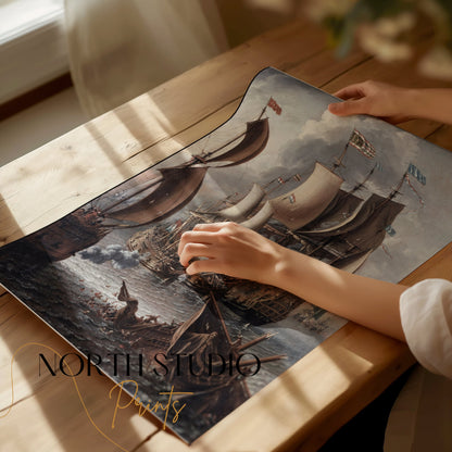 Premium Poster of Naval Battle Artwork Reproduction Collection Posters