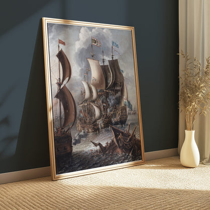 Premium Poster of Naval Battle Artwork Reproduction Collection Posters