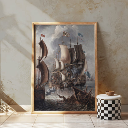 Premium Poster of Naval Battle Artwork Reproduction Collection Posters