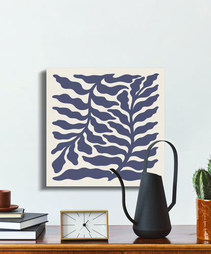 Premium Poster of Navy Blue Botanical Leaves Floral Wall Art Canvas Wraps