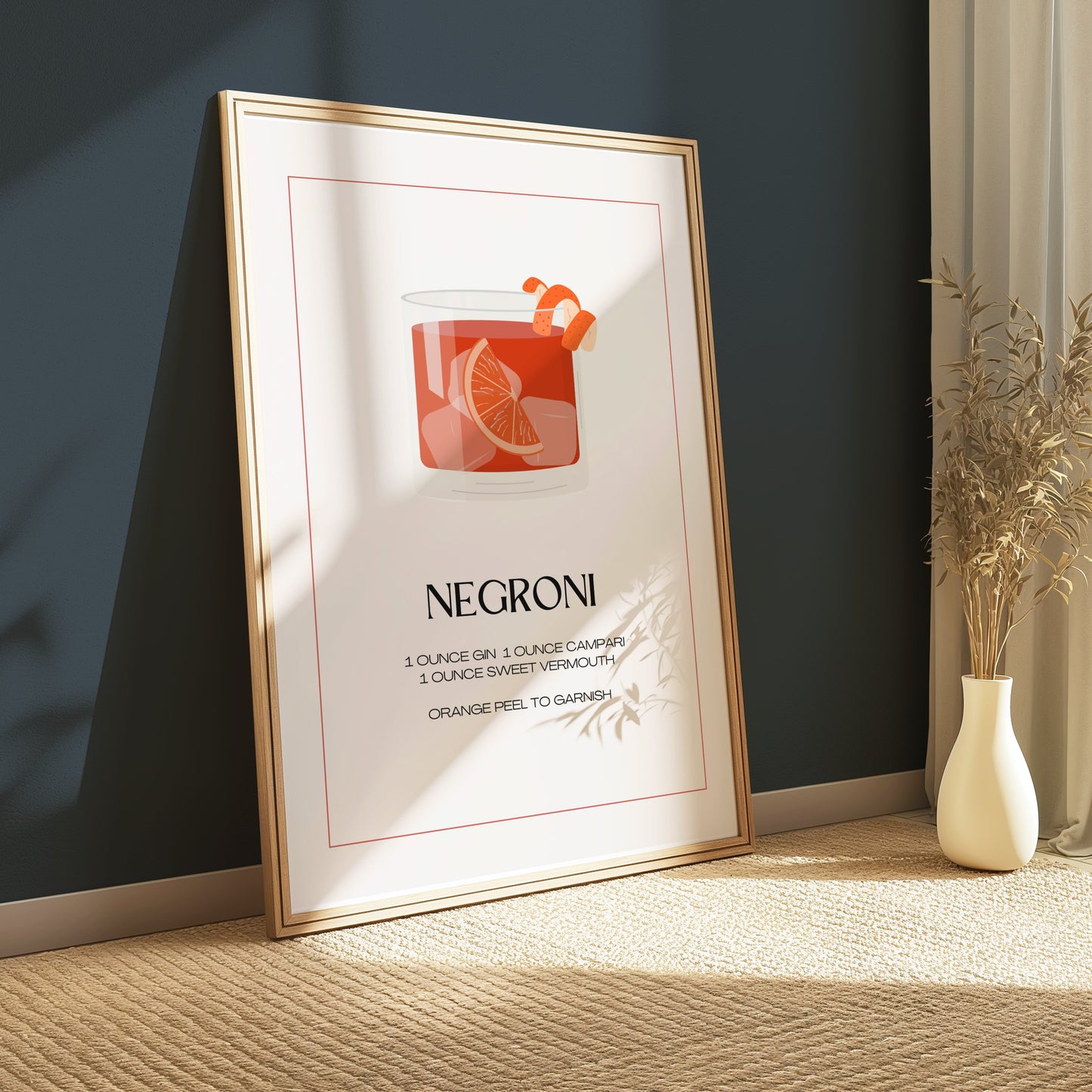 Premium Poster of Negroni Cocktail Recipe Art Print For Kitchen Posters