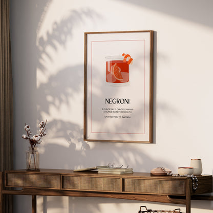 Premium Poster of Negroni Cocktail Recipe Art Print For Kitchen Posters