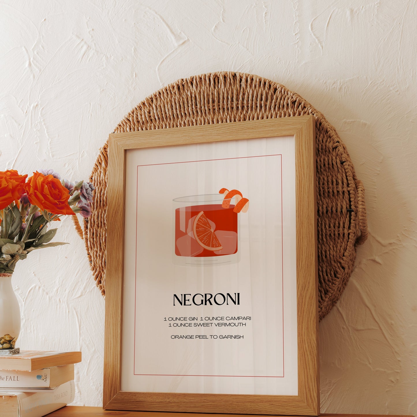 Premium Poster of Negroni Cocktail Recipe Art Print For Kitchen Posters