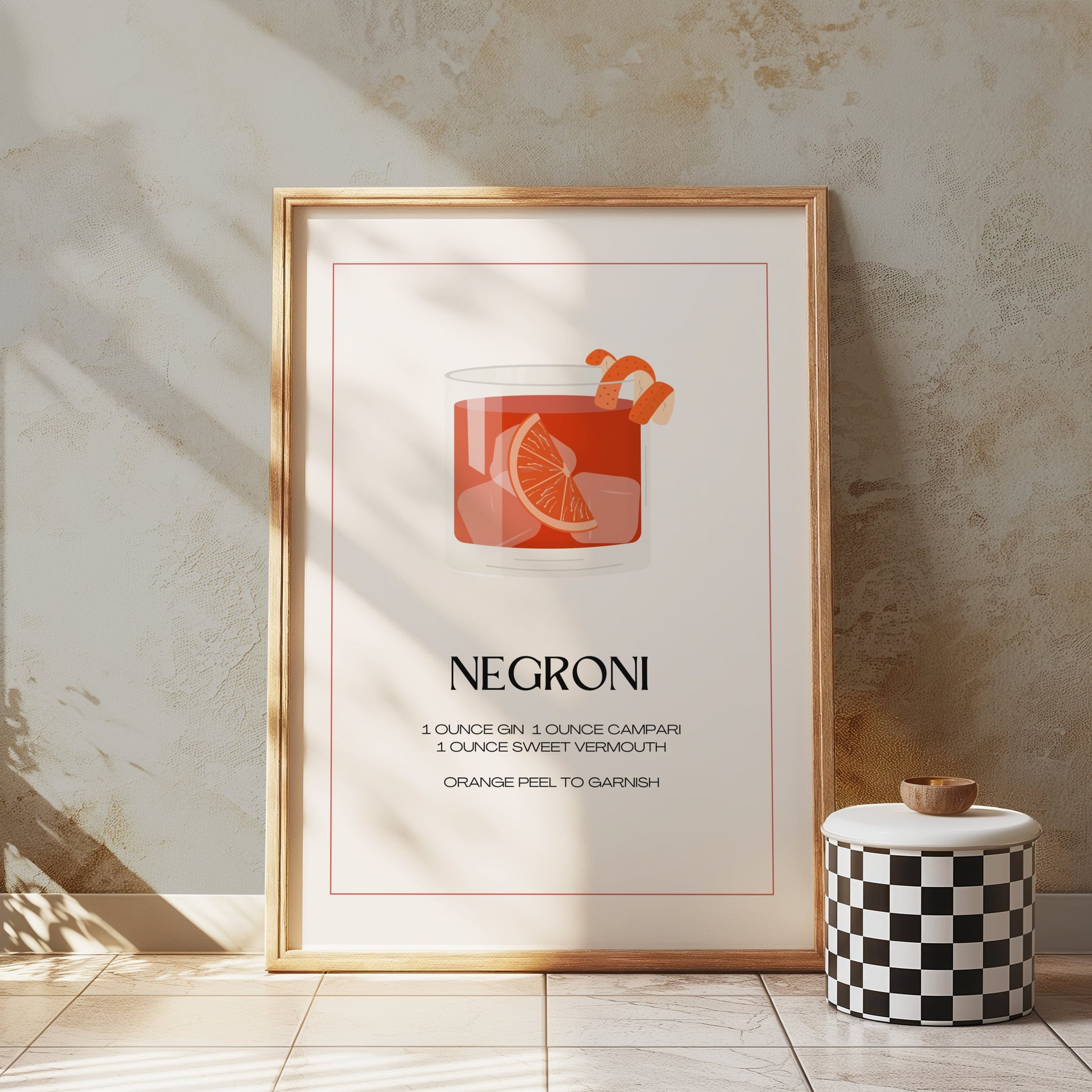 Premium Poster of Negroni Cocktail Recipe Art Print For Kitchen Posters