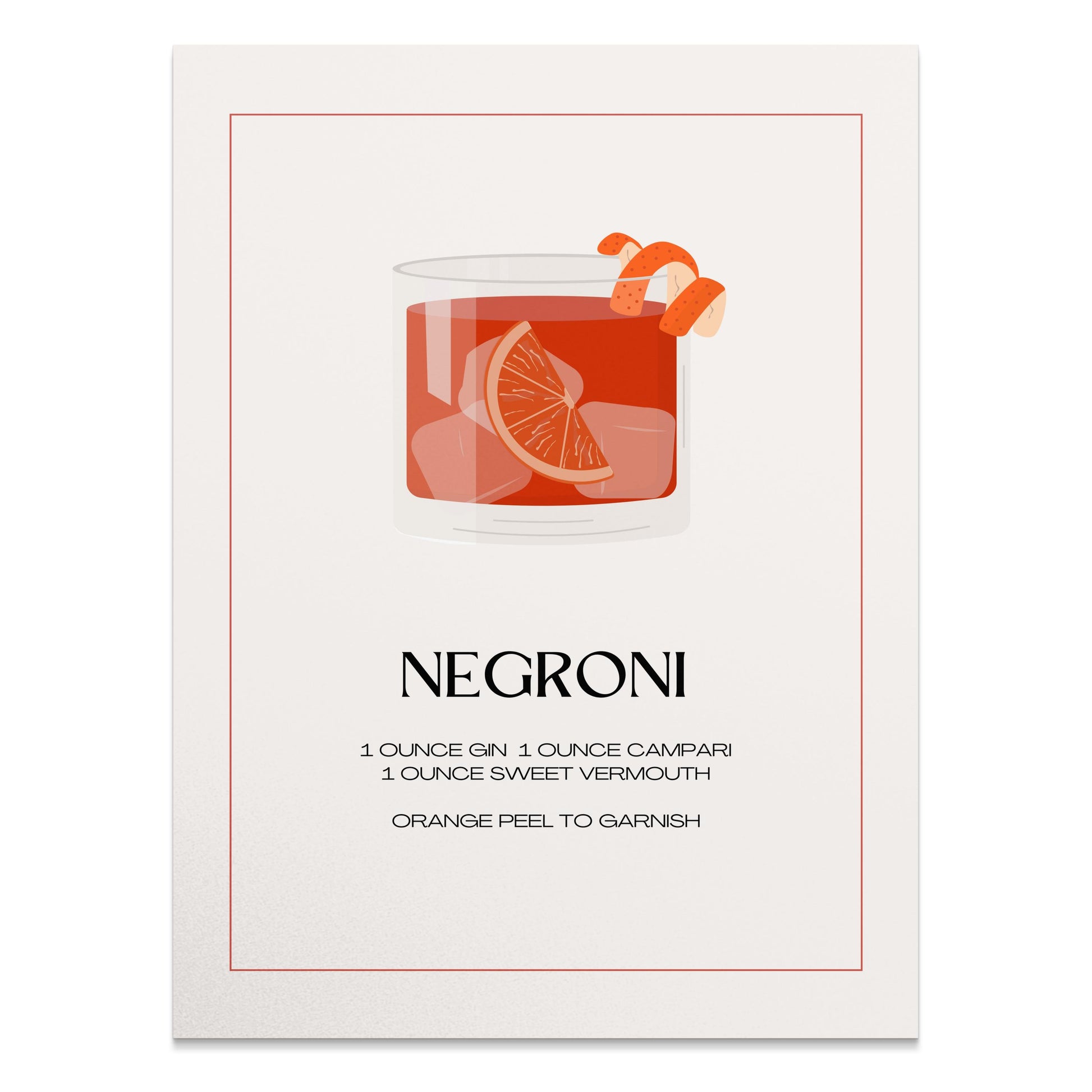 Premium Poster of Negroni Cocktail Recipe Art Print For Kitchen Posters