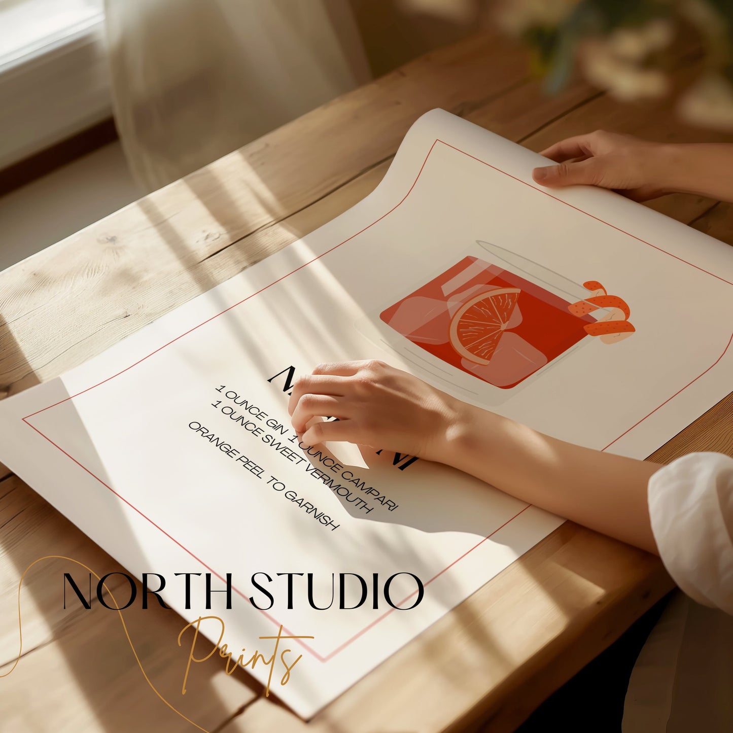 Premium Poster of Negroni Cocktail Recipe Graphic Art Print Posters