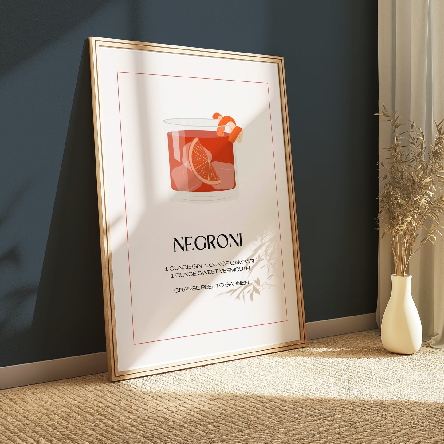 Premium Poster of Negroni Cocktail Recipe Graphic Art Print Posters