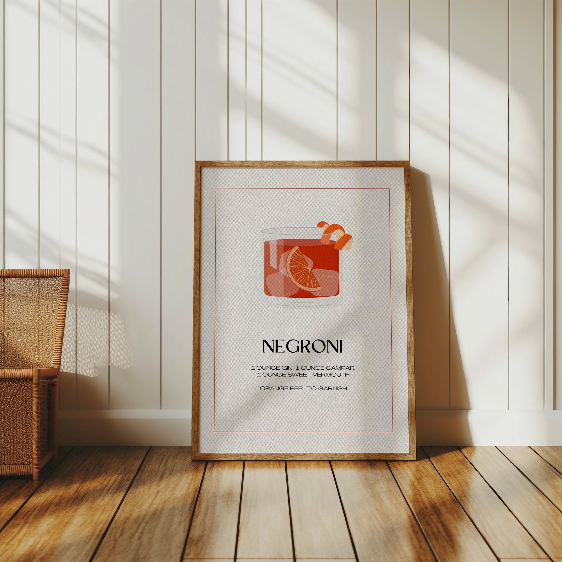 Premium Poster of Negroni Cocktail Recipe Graphic Art Print Posters