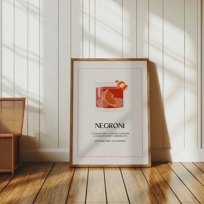 Premium Poster of Negroni Cocktail Recipe Graphic Art Print Posters