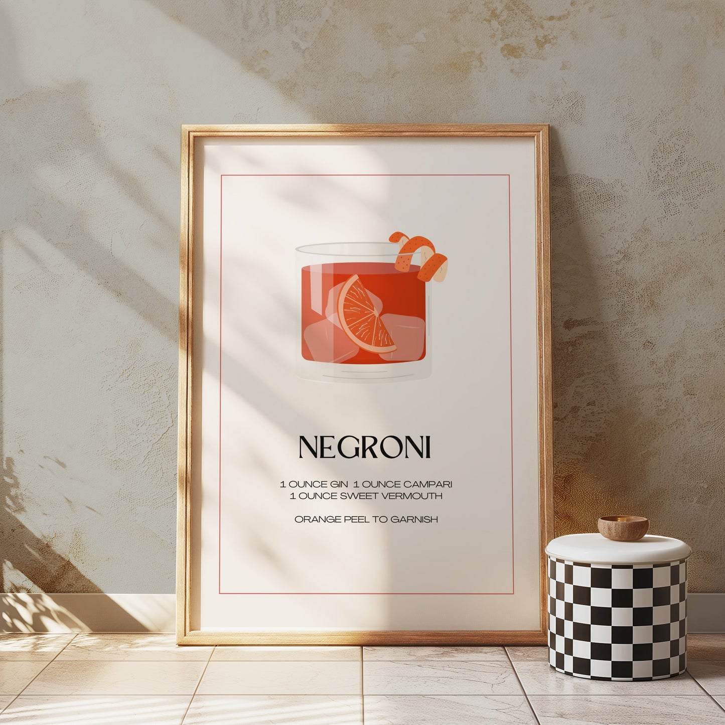Premium Poster of Negroni Cocktail Recipe Graphic Art Print Posters