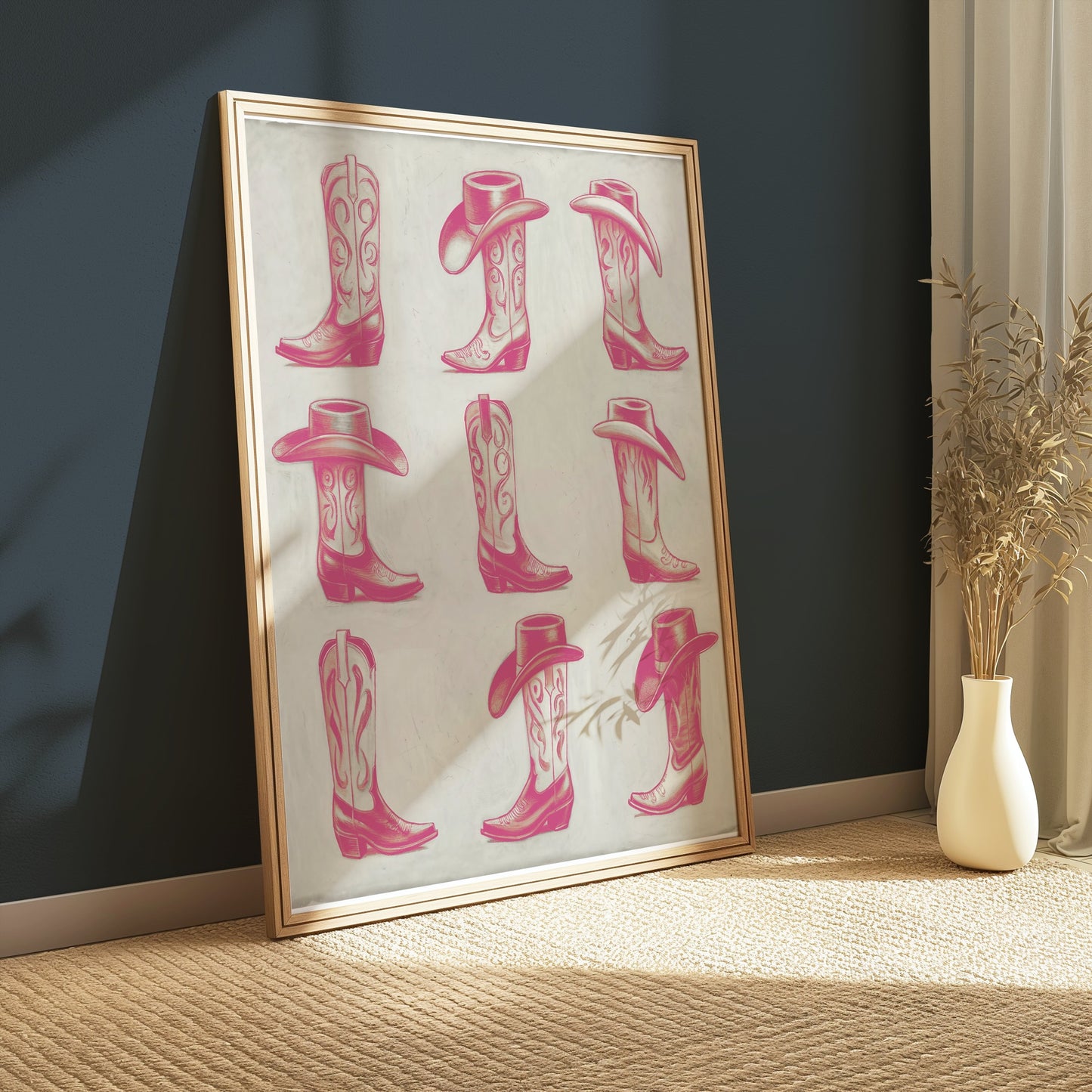 Premium Poster of Nine Detailed Cowboy Boots and Hats Posters