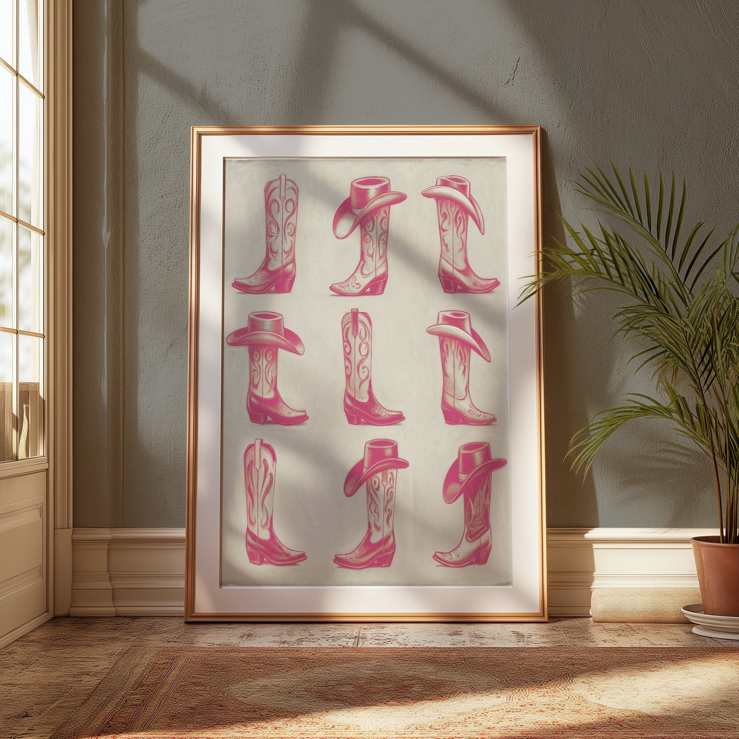 Premium Poster of Nine Detailed Cowboy Boots and Hats Posters