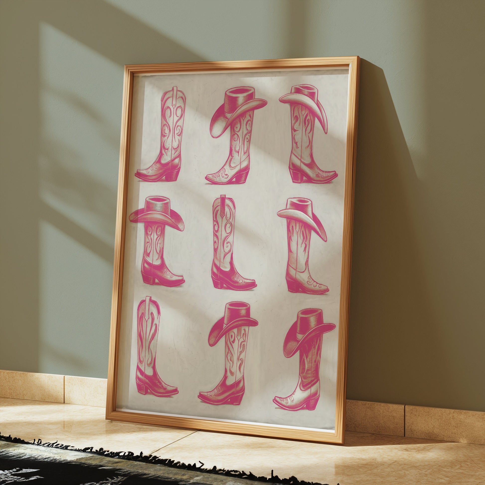 Premium Poster of Nine Detailed Cowboy Boots and Hats Posters
