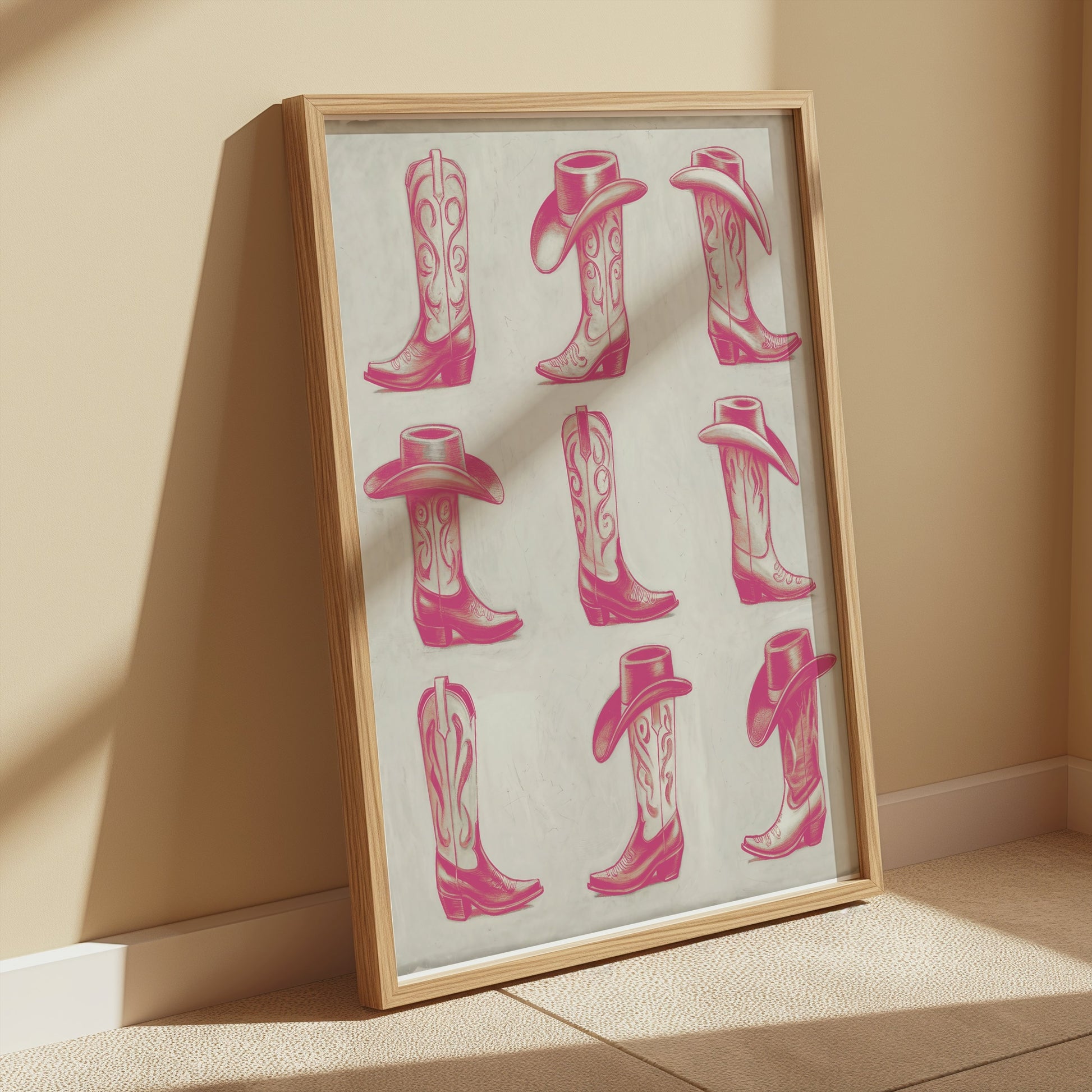 Premium Poster of Nine Detailed Cowboy Boots and Hats Posters