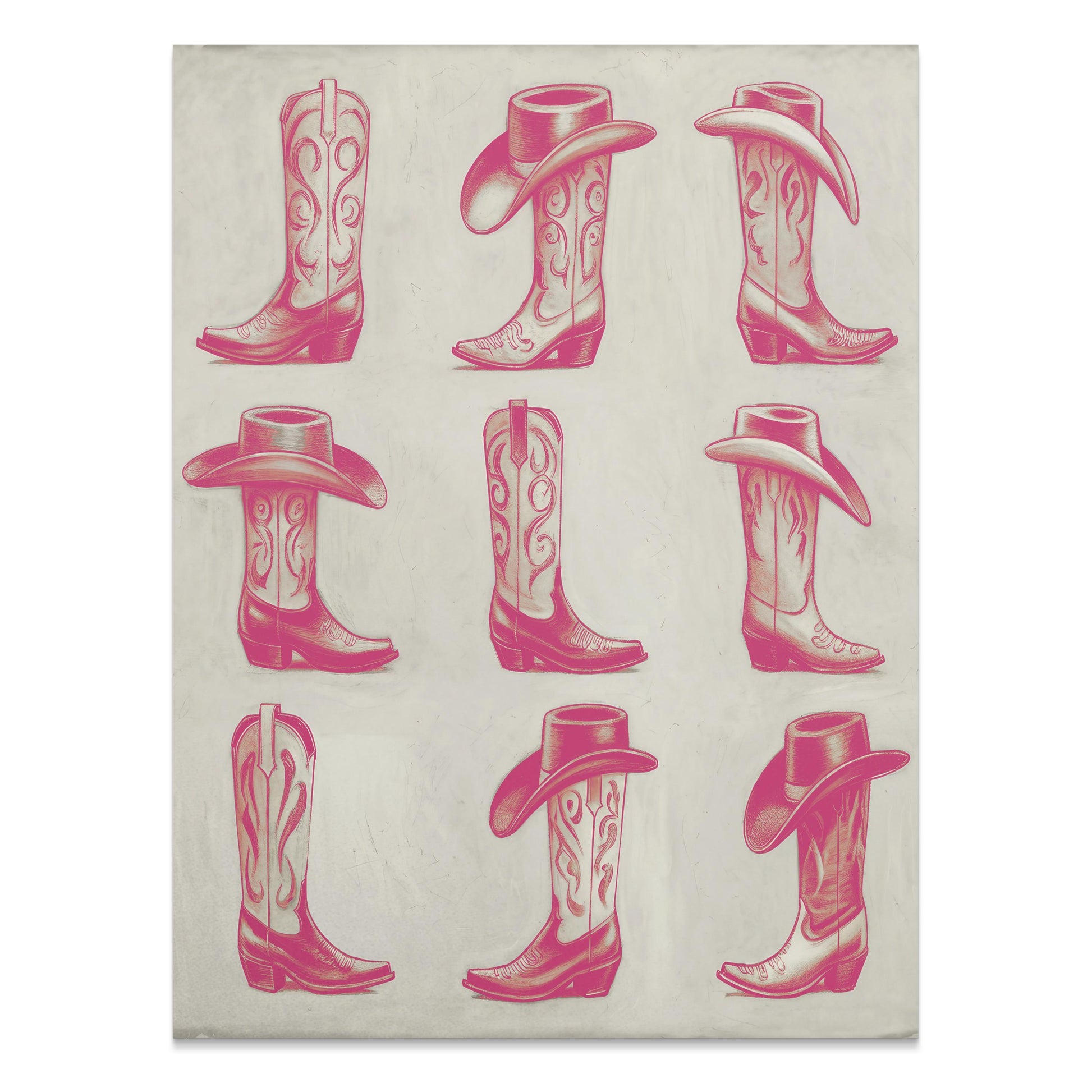 Premium Poster of Nine Detailed Cowboy Boots and Hats Posters