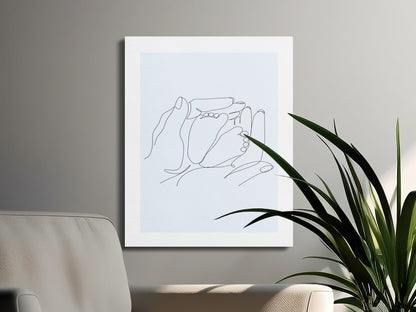 Premium Poster of Nursery Wall Art Baby Feet Parent Hands Canvas Wraps