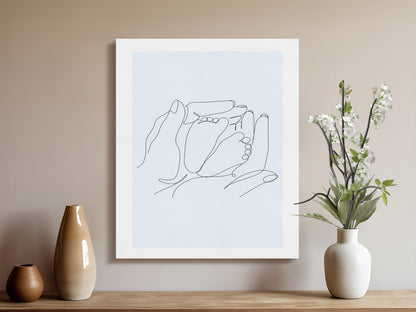 Premium Poster of Nursery Wall Art Baby Feet Parent Hands Canvas Wraps