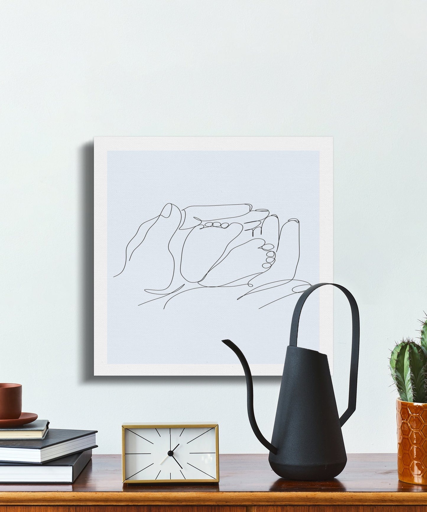 Premium Poster of Nursery Wall Art Baby Feet Parent Hands Canvas Wraps