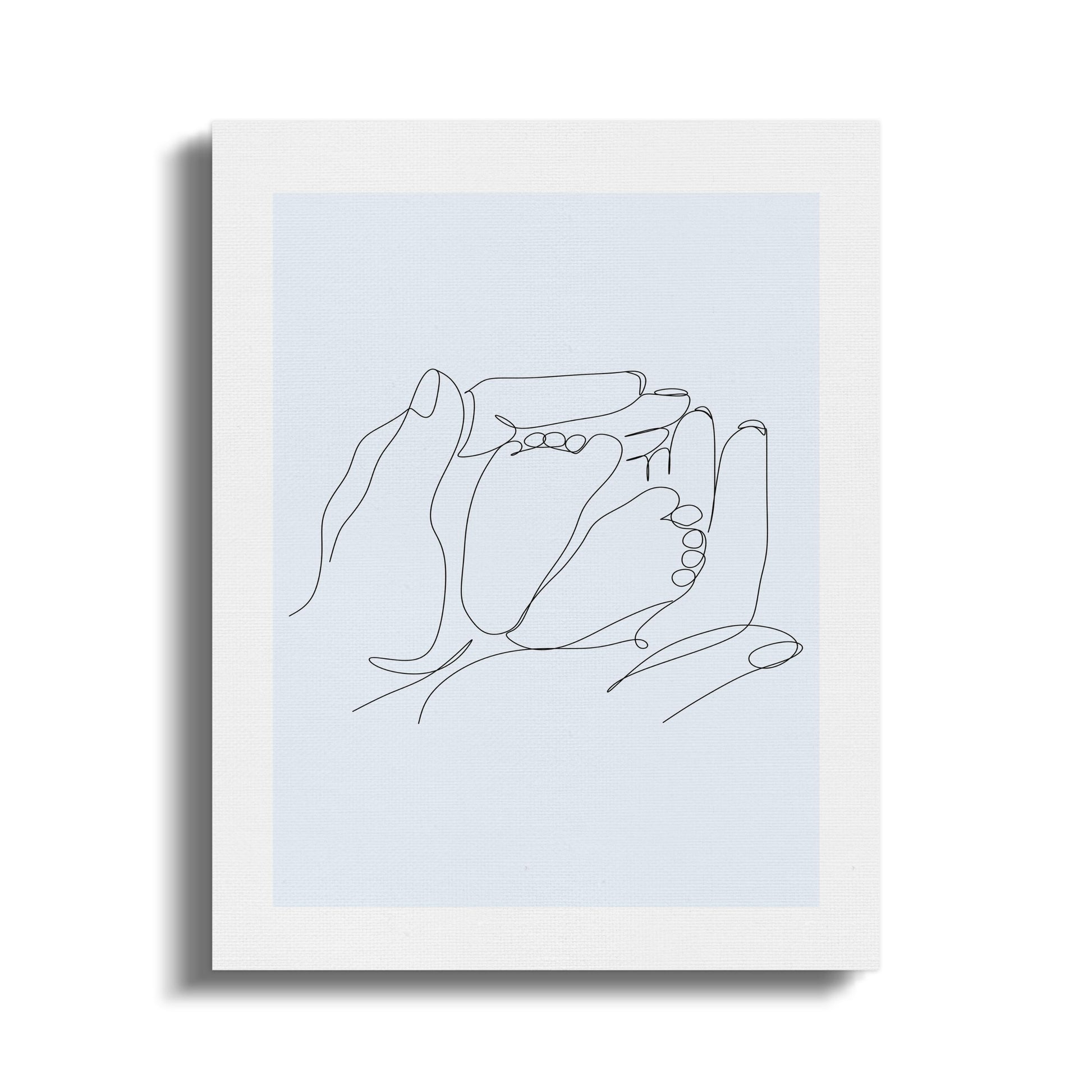 Premium Poster of Nursery Wall Art Baby Feet Parent Hands Canvas Wraps