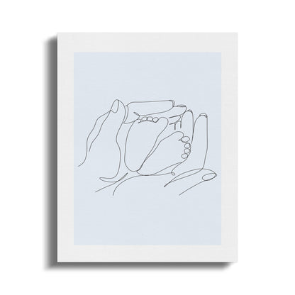 Premium Poster of Nursery Wall Art Baby Feet Parent Hands Canvas Wraps