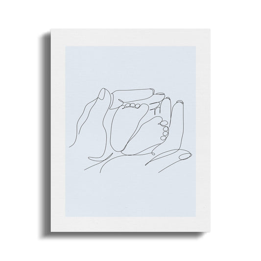 Premium Poster of Nursery Wall Art Baby Feet Parent Hands Canvas Wraps